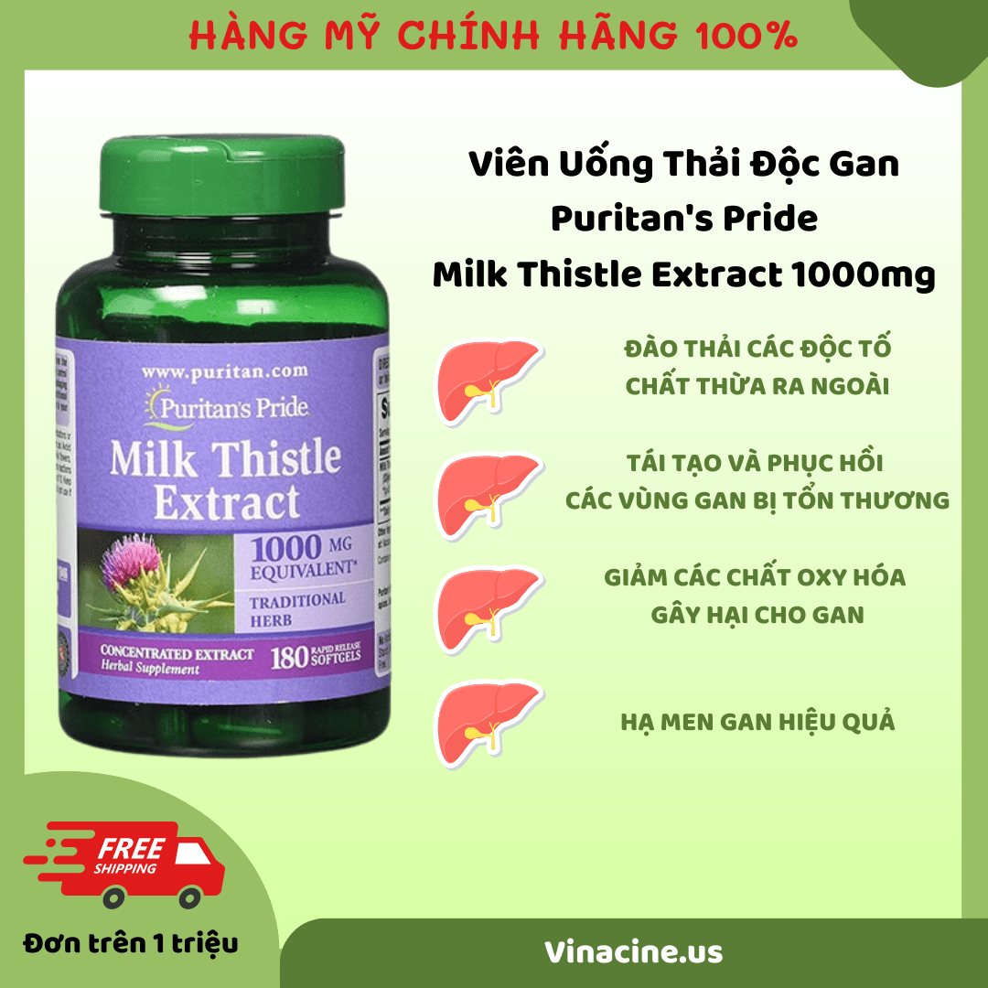 Thuốc bổ gan Milk Thistle 180 viên - Công dụng và lợi ích