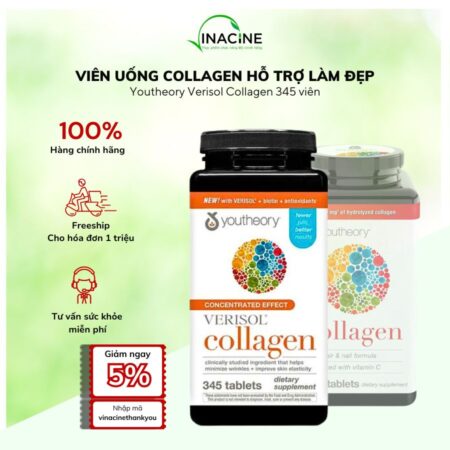 Viên Uống Collagen Hỗ Trợ Làm Đẹp Youtheory Verisol Collagen 345 viên