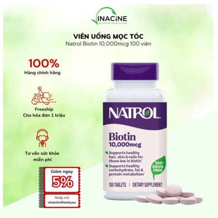 Viên Uống Mọc Tóc Natrol Biotin 10000mcg 100 viên