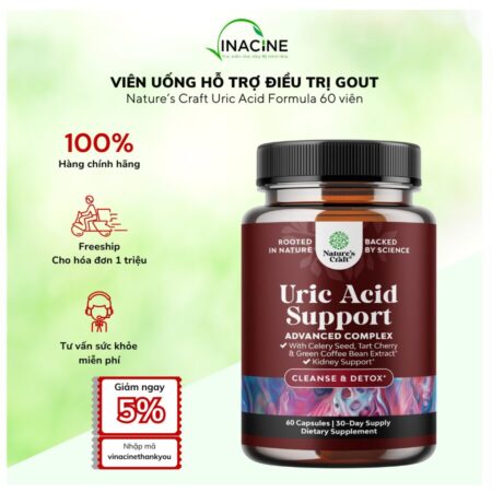 Viên Uống Hỗ Trợ Điều Trị Gout Nature’s Craft Uric Acid Formula 60 viên
