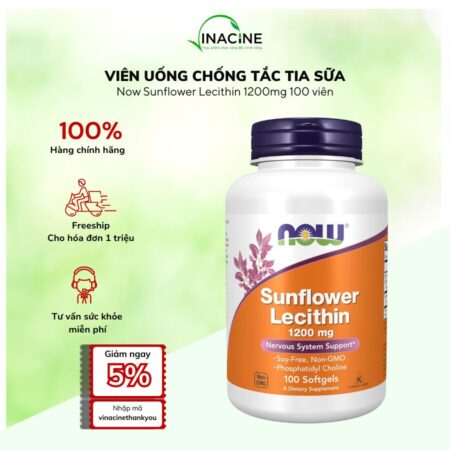 Viên Uống Chống Tắc Tia Sữa Now Sunflower Lecithin 1200mg