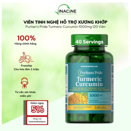 Viên Uống Nghệ Puritan’s Pride Turmeric Curcumin 1000mg 120 Viên