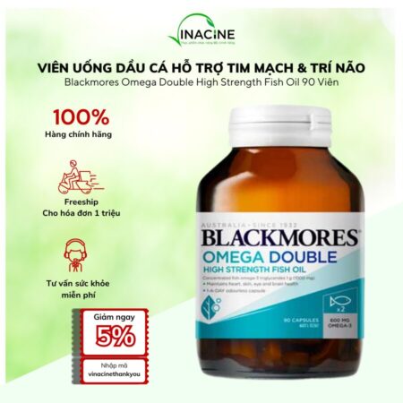 Dầu Cá Blackmores Omega Double High Strength Fish Oil 90 Viên | Hỗ Trợ Tim Mạch & Trí Não