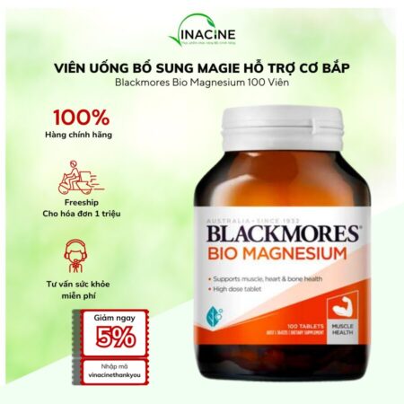 Viên Uống Bổ Sung Magie Hỗ Trợ Cơ Bắp Blackmores Bio Magnesium 100 Viên