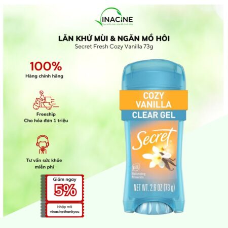 Lăn Khử Mùi & Ngăn Mồ Hôi Secret Fresh Cozy Vanilla 73g