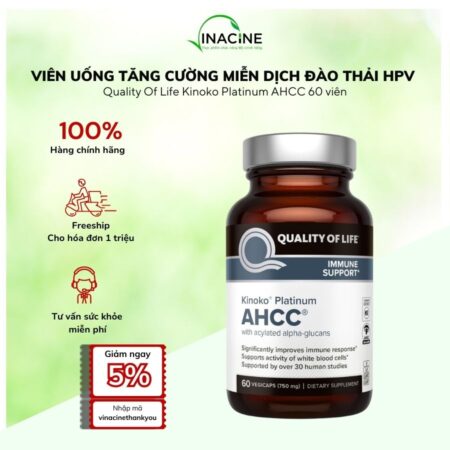 Viên Uống Hỗ Trợ Miễn Dịch Chuyên Sâu Quality of Life Kinoko Platinum AHCC 60 Viên
