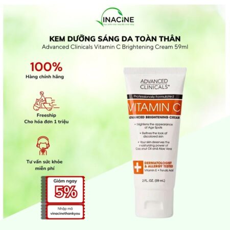 Kem Dưỡng Sáng Da Toàn Thân Advanced Clinicals Vitamin C Brightening Cream 59ml