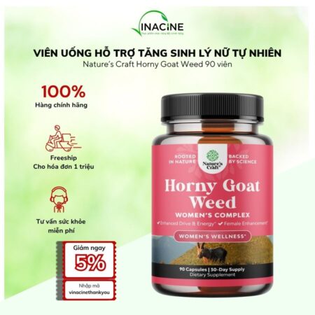 Viên Uống Hỗ Trợ Tăng Sinh Lý Nữ Tự Nhiên Nature’s Craft Horny Goat Weed 90 Viên