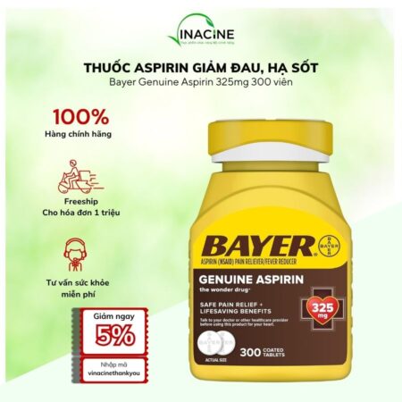 Thuốc Giảm Đau, Hạ Sốt Bayer Genuine Aspirin 325 mg 300 viên