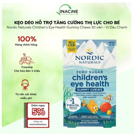 Kẹo Dẻo Hỗ Trợ Tăng Cường Thị Lực Cho Bé Nordic Naturals Children’s Eye Health Gummy Chews 30 viên
