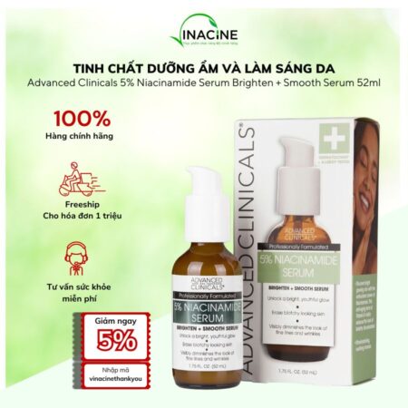 Tinh Chất Dưỡng Ẩm & Làm Sáng Da Advanced Clinicals Niacinamide Brighten + Smooth Serum 52ml