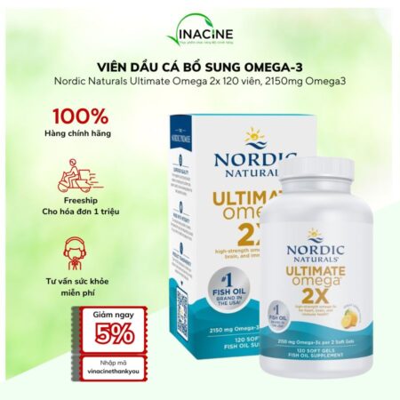Viên Dầu Cá Bổ Sung Omega-3 Nordic Naturals Ultimate Omega 2x 120 viên