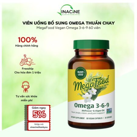 Viên Uống Omega Thuần Chay MegaFood Vegan Omega 3-6-9 60 Viên