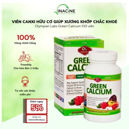 Viên Uống Canxi Hữu Cơ Olympian Labs Green Calcium 100 viên
