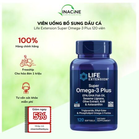 Viên Uống Bổ Sung Dầu Cá Cao Cấp Life Extension Super Omega-3 Plus 120 Viên