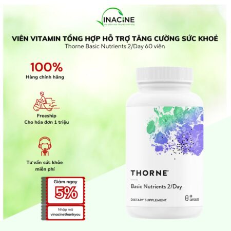 Viên Vitamin Tổng Hợp Hỗ Trợ Tăng Cường Sức Khoẻ Thorne Basic Nutrients 2/Day 60 viên