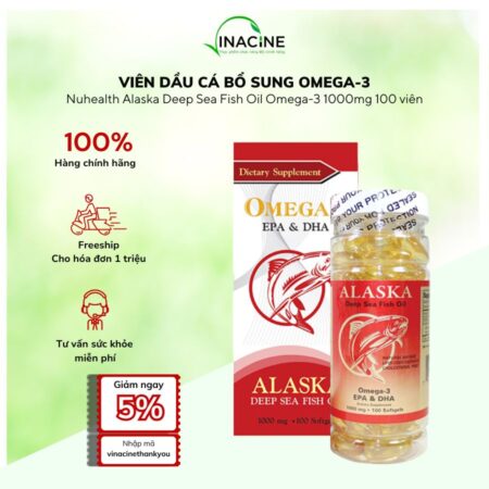 Viên Dầu Cá Bổ Sung Omega-3 Nuhealth Alaska Deep Sea Fish Oil Omega-3 1000mg 100 viên