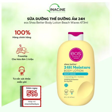 Sữa Dưỡng Thể Dưỡng Ẩm 24h eos Body Lotion Beach Waves 473ml