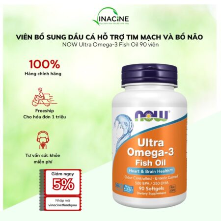Viên Uống Dầu Cá NOW Ultra Omega-3 Fish Oil 90 viên | Hỗ trợ tim mạch & trí não