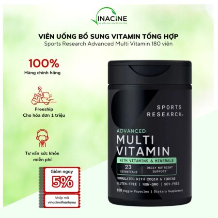 Viên Uống Bổ Sung Vitamin Tổng Hợp Sports Research Advanced Multi Vitamin 180 Viên