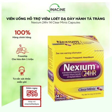 Viên Uống Hỗ Trợ Viêm Loét Dạ Dày Hành Tá Tràng Nexium 24hr 14 Viên