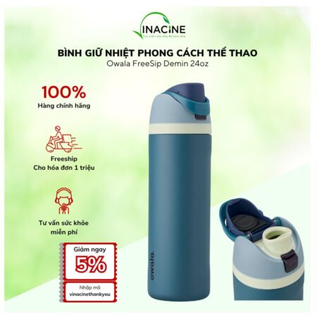 Bình Giữ Nhiệt Phong Cách Thể Thao Owala FreeSip Demin 24oz