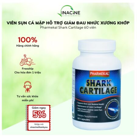 Viên Uống Sụn Cá Mập Hỗ Trợ Xương Khớp Pharmekal Shark Cartilage 740mg 60 viên