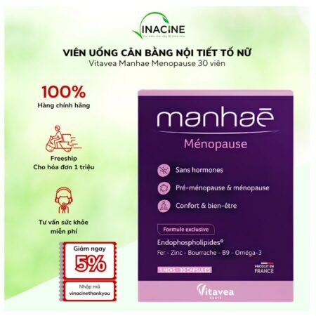 Viên Uống Cân Bằng nội Tiết Tố Nữ Vitavea Manhae Menopause 60 viên