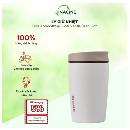 Ly Giữ Nhiệt Owala SmoothSip Slider Vanilla Bean 12oz