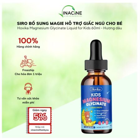Siro Bổ Sung Magie Hỗ Trợ Giấc Ngủ Cho Bé Hovika Magnesium Glycinate Liquid Drops for Kids 60ml