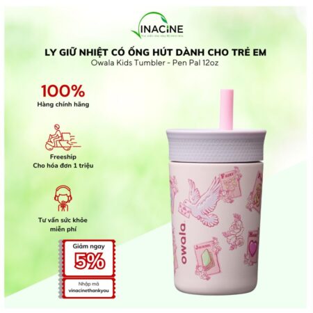 Ly Giữ Nhiệt Có Ống Hút Dành Cho Trẻ Em Owala Kids Tumbler - Pen Pal 12oz