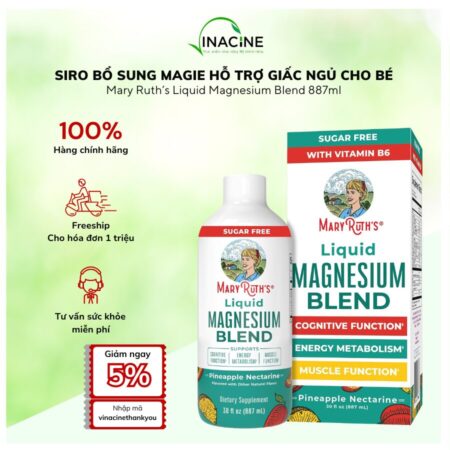 Siro Bổ Sung Magie Hỗ Trợ Giấc Ngủ Cho Bé Mary Ruth’s Liquid Magnesium Blend 887ml