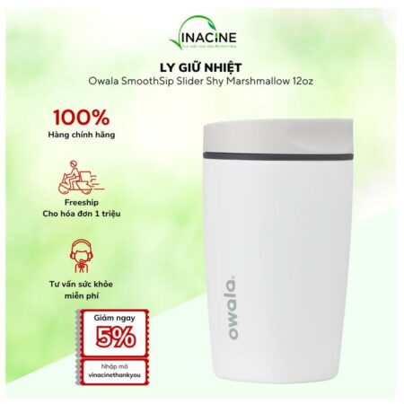 Ly Giữ Nhiệt Owala SmoothSip Slider Shy Marshmallow 12oz