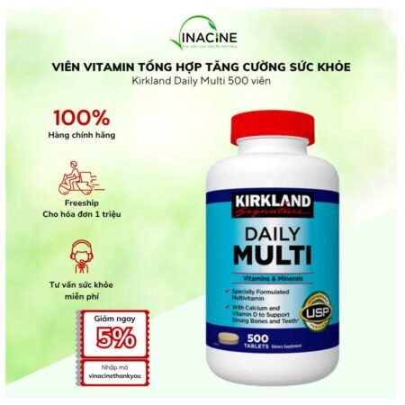 Viên Vitamine Tổng Hợp Tăng Cường Sức Khỏe Kirkland Daily Multi 500 viên