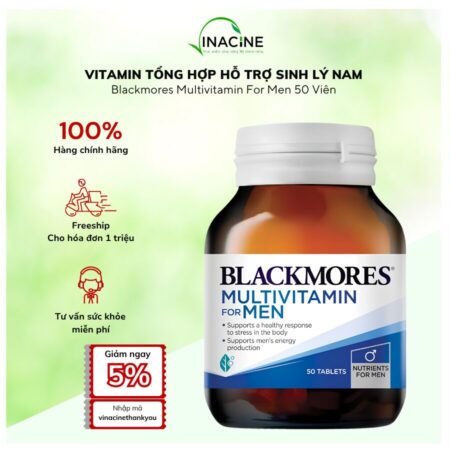 Viên Uống Vitamin Tổng Hợp Hỗ Trợ Sinh Lý & Sức Khỏe Nam Giới Blackmores Multivitamin For Men 50 viên